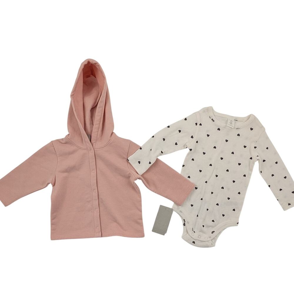 Nordstrom Baby Pink Jacket and Heart Long Sleeved Bodysuit 6M - Picture 1 of 10